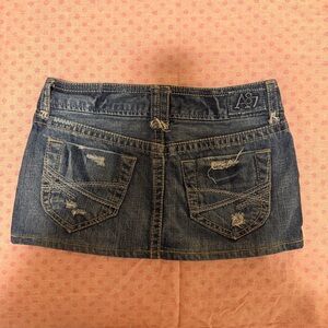 Aeropostale Dark Blue Distressed Denim Mini Skirt